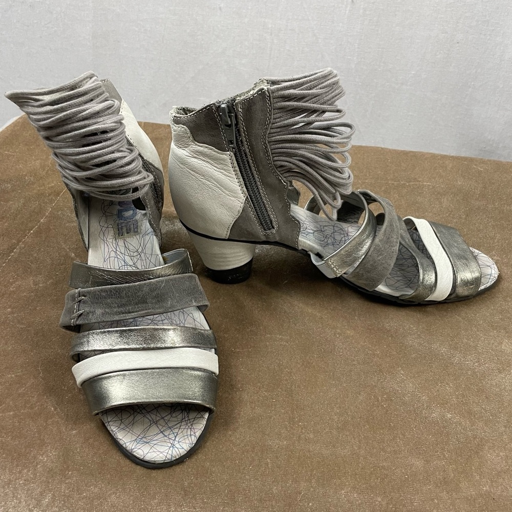 Women’s Metallic & White Strappy Ankle Sandals